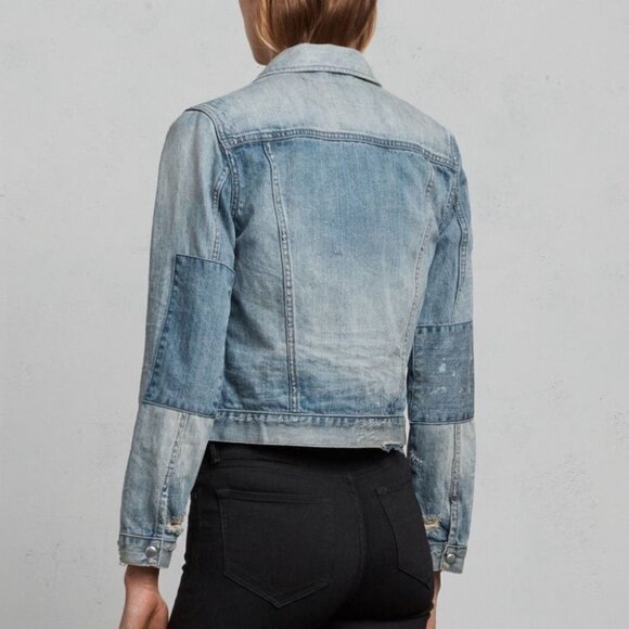 NWOT All Saints Serene Vintage Wash Patchwork Jean Jacket Size XS - Picture 2 of 13